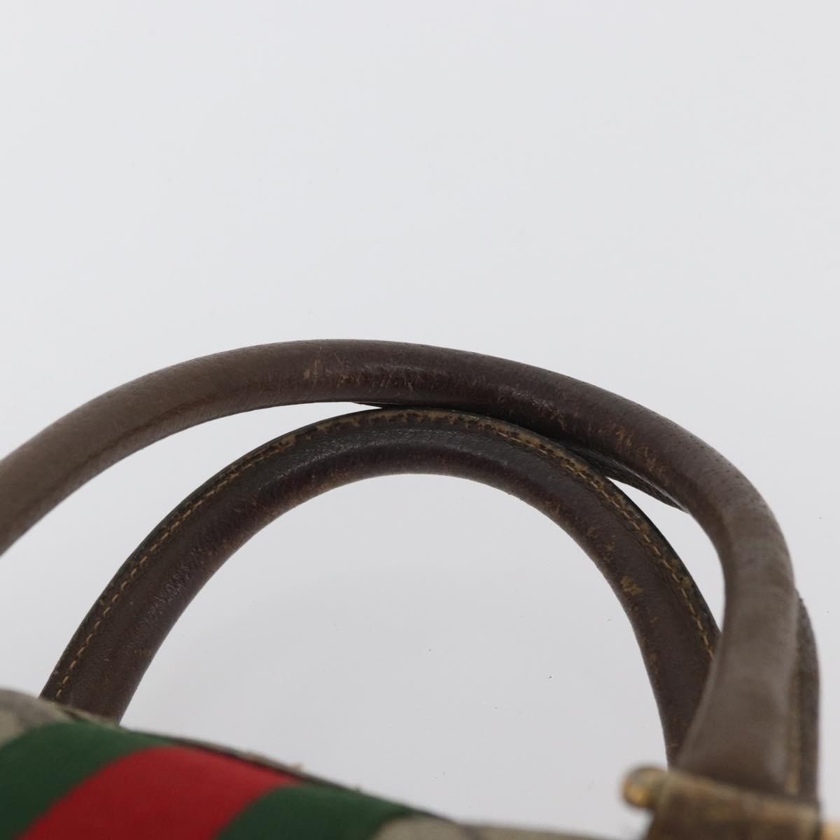 Gucci GUCCI GG Supreme Web Sherry Line Boston Bag PVC Beige Gold 40 02 006 Authentic BAZ556
