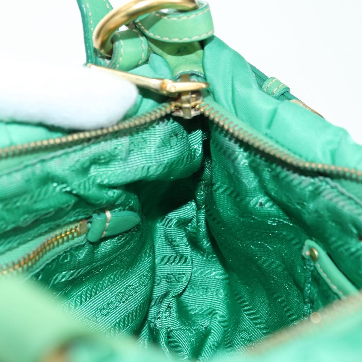 Prada PRADA Shoulder Bag Nylon Green Gold Authentic 156456