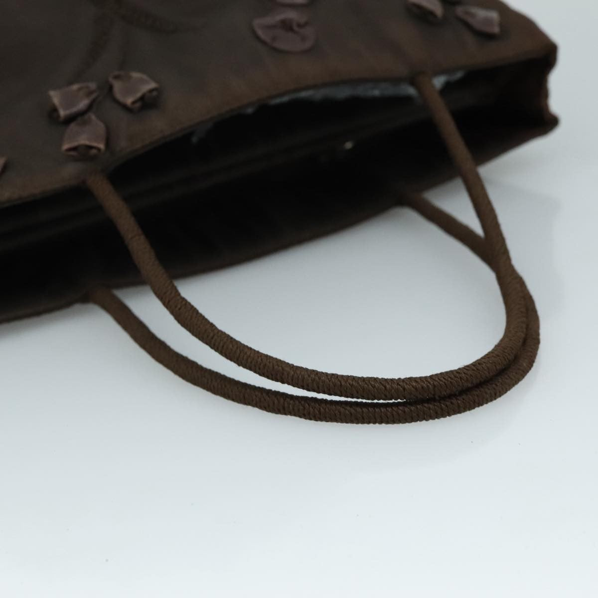Prada PRADA Hand Bag Nylon Brown Silver Authentic bs20899