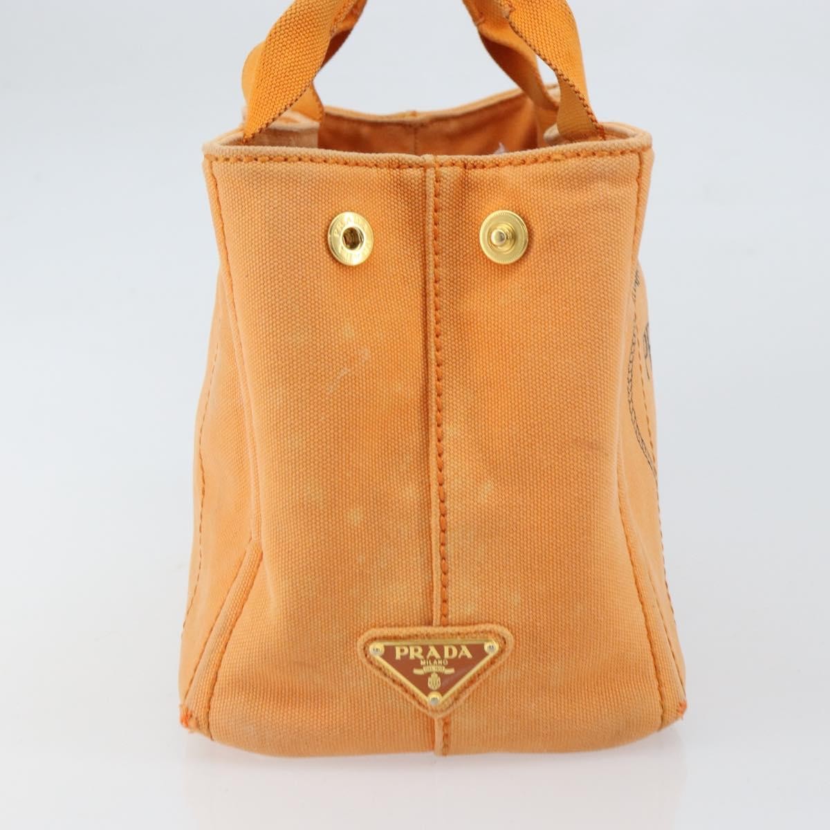 Prada PRADA Canapa PM Hand Bag Canvas Orange Gold Authentic 164219