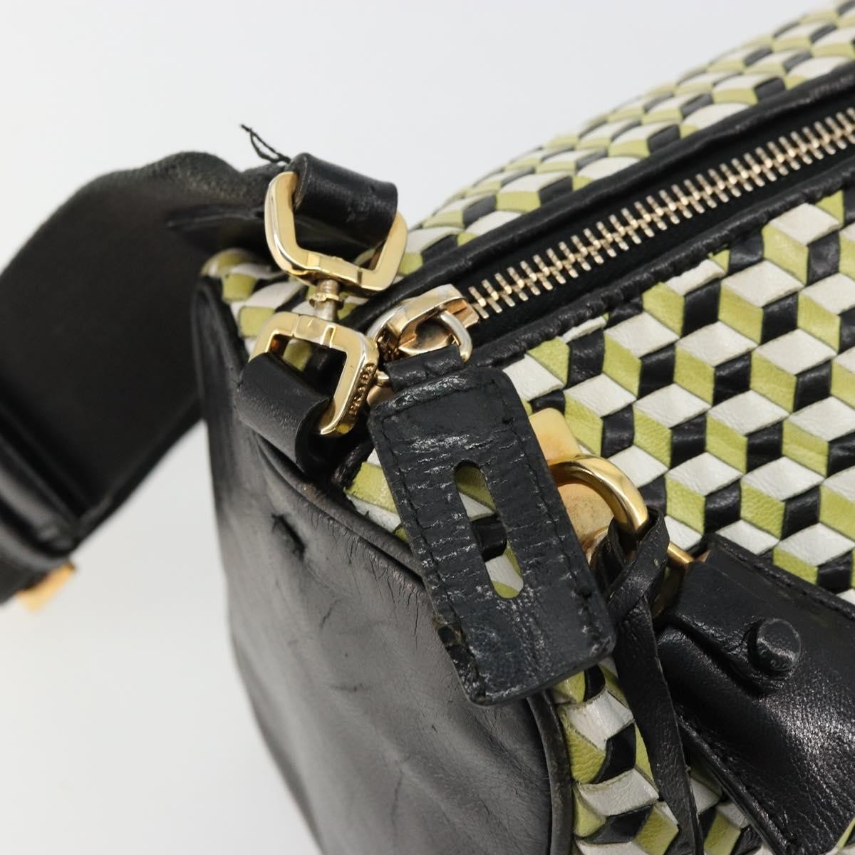 Prada PRADA Shoulder Bag Leather Yellow Gold Authentic bs35156