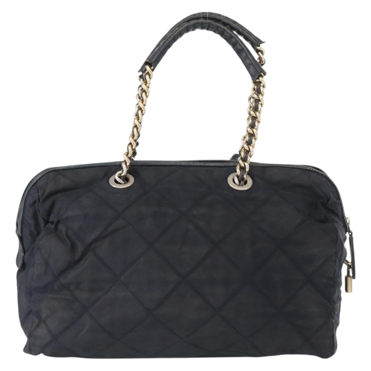 Prada PRADA Shoulder Bag Nylon Navy Gold Authentic 151665