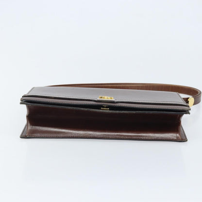 Dior Christian Dior Shoulder Bag Leather Brown Gold Authentic mr2273