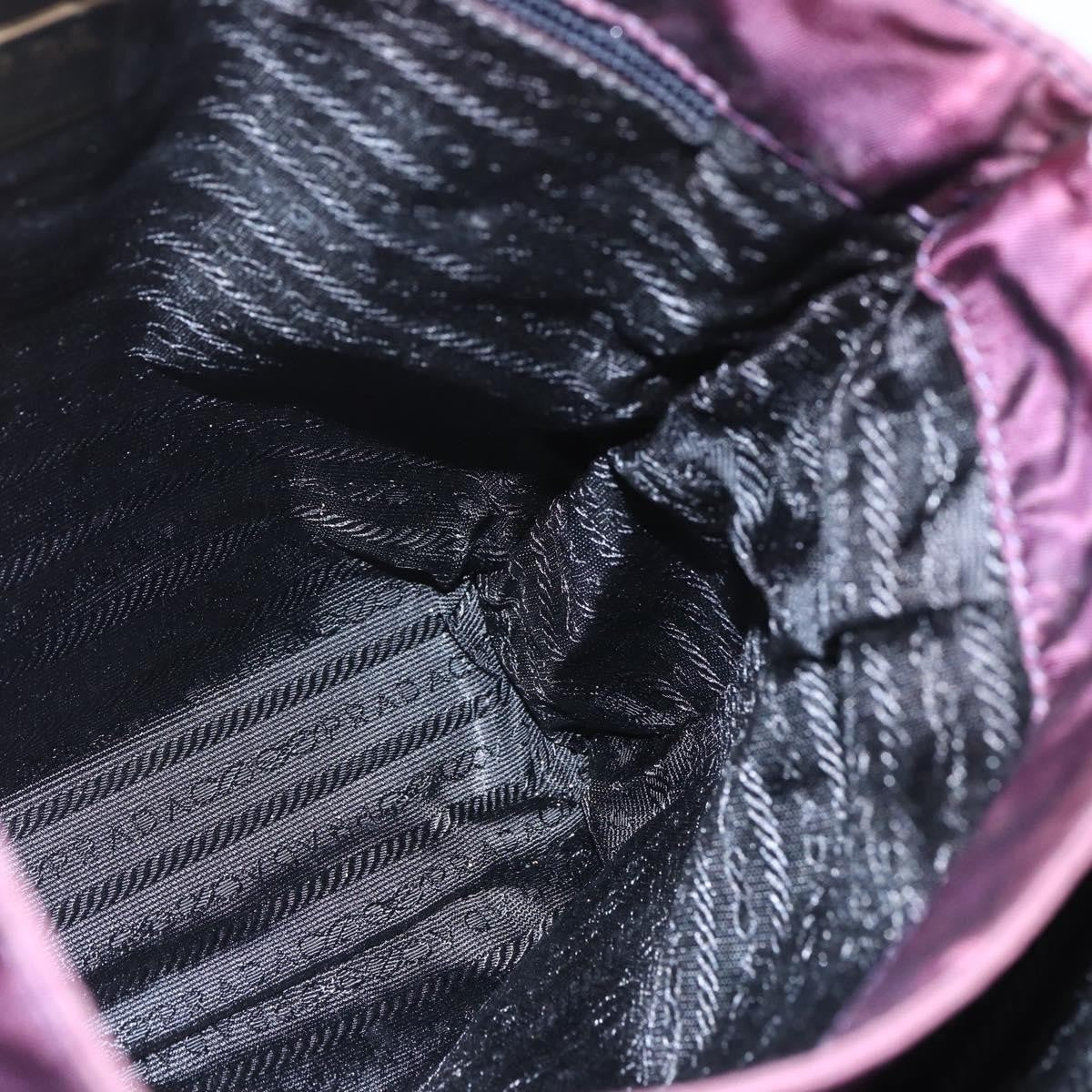 Prada PRADA Hand Bag Nylon Metal Purple Gold Authentic 155415