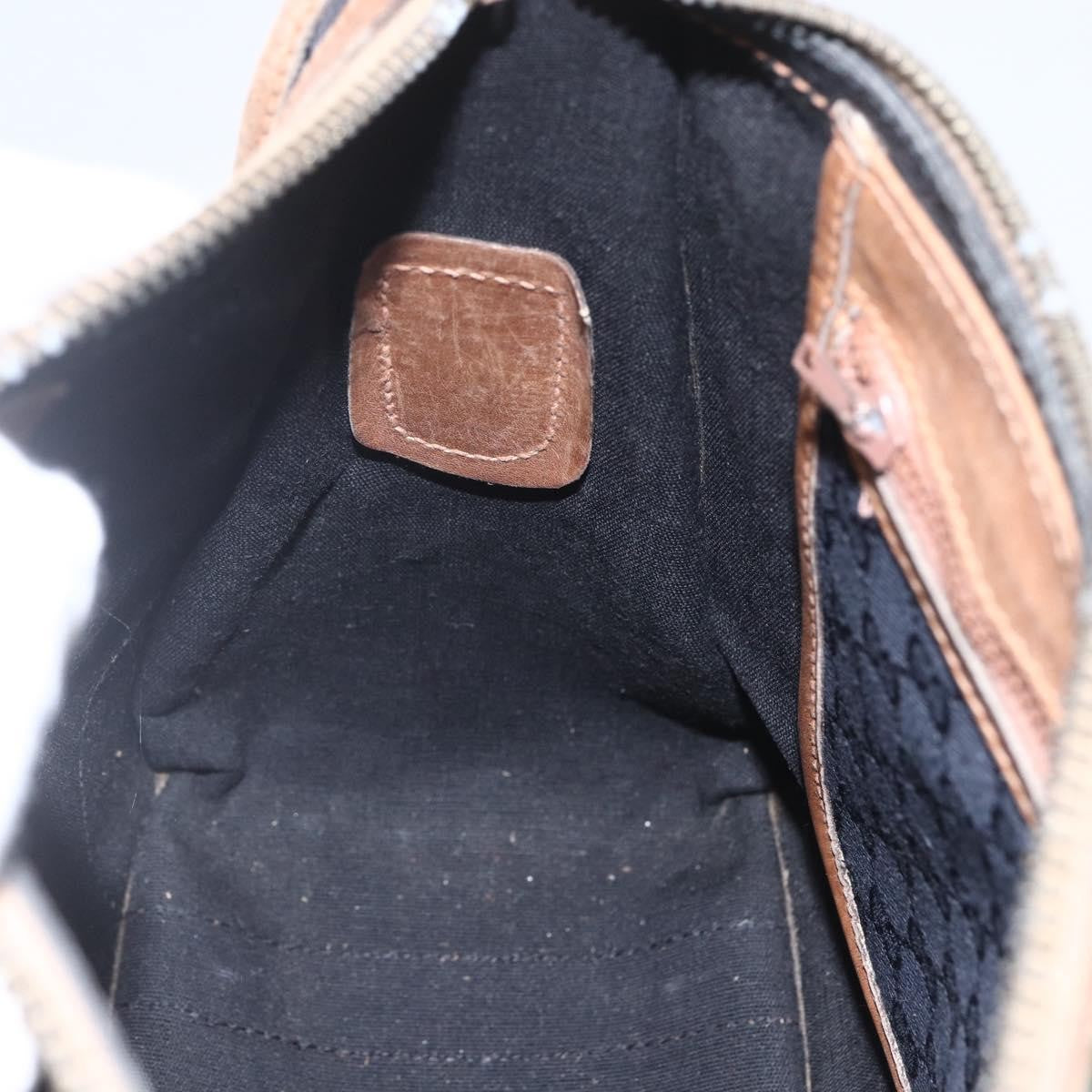 Gucci GUCCI Web Sherry Line GG Canvas Hand Bag 2way Black Gold Authentic gh1528