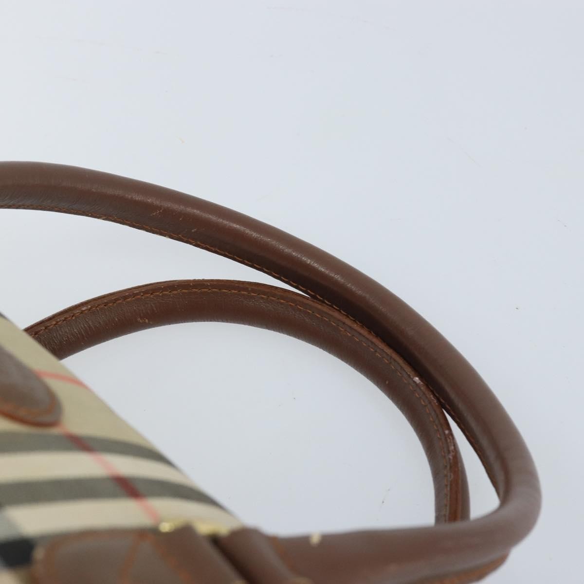 Burberry BURBERRY Nova Check Hand Bag Canvas Gold Beige Authentic bs33928
