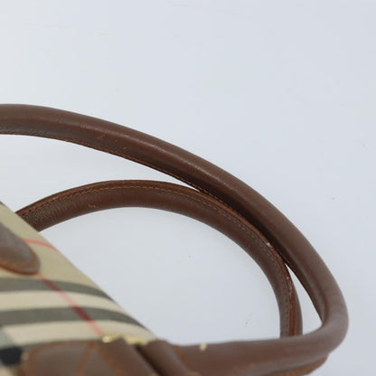 Burberry BURBERRY Nova Check Hand Bag Canvas Gold Beige Authentic bs33928