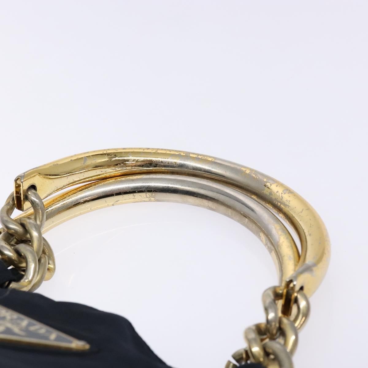 Prada PRADA Hand Bag Nylon Navy Gold Authentic 141629