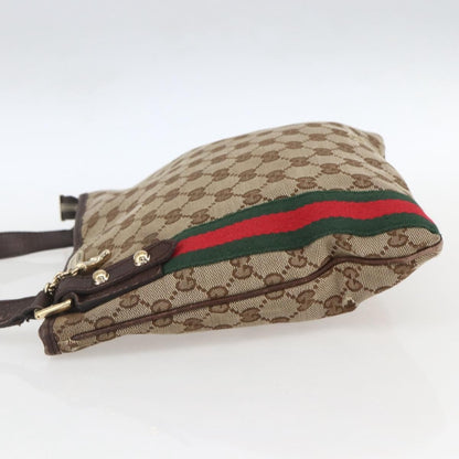 Gucci GUCCI GG Canvas Web Sherry Line Shoulder Bag Beige Gold 144388 Authentic hk3291