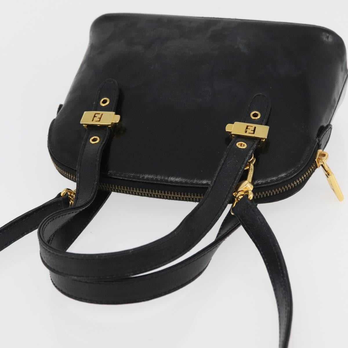 Fendi FENDI Hand Bag Patent leather 2way Black Gold Authentic ti3390
