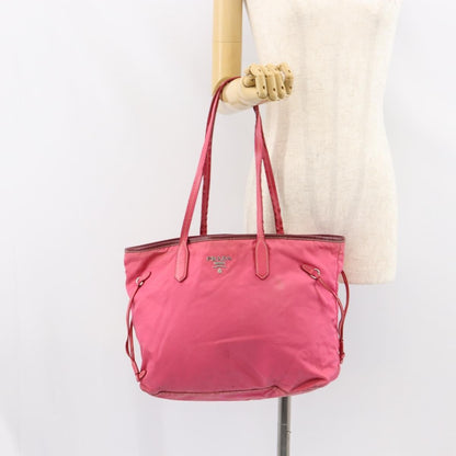 Prada PRADA Tote Bag Nylon Pink Silver Authentic 151499