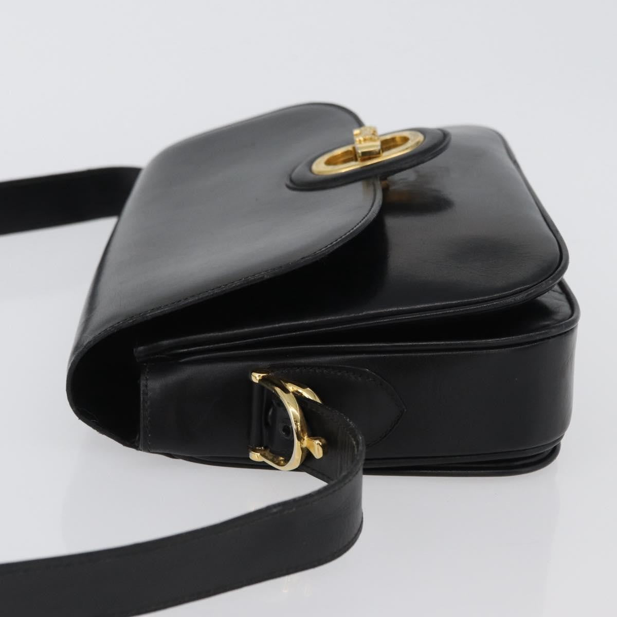 Celine CELINE Horse Carriage Shoulder Bag Leather Black Gold Authentic bs33584