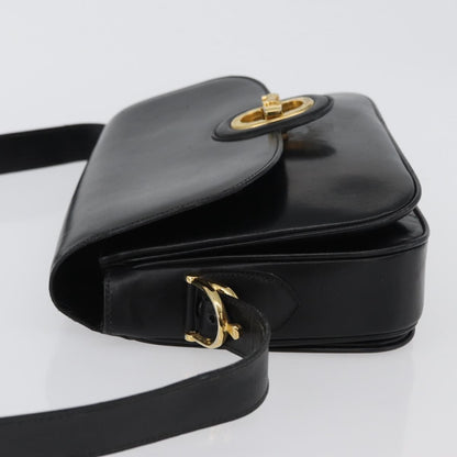 Celine CELINE Horse Carriage Shoulder Bag Leather Black Gold Authentic bs33584