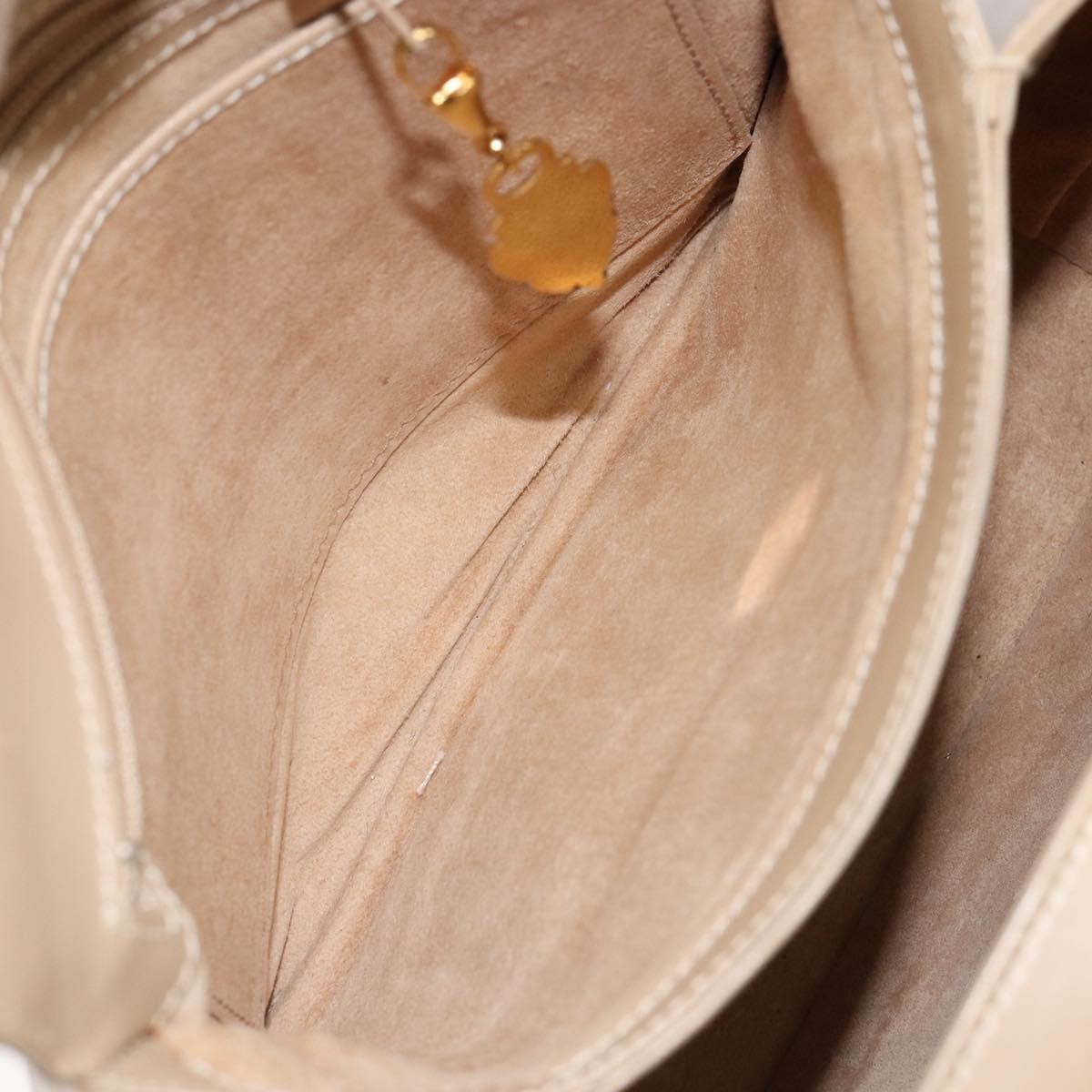 Gucci GUCCI Shoulder Bag Leather Beige Gold Authentic ep11343