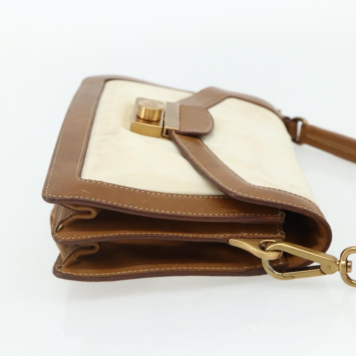 Prada PRADA Shoulder Bag Nylon Ivory Gold Authentic BA12301