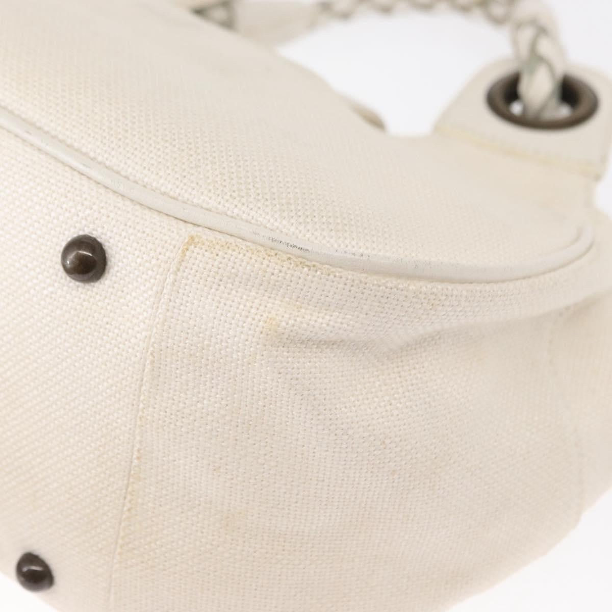 Chloé Chloé Chloe Hand Bag Canvas Leather White Authentic mr1648