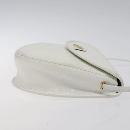 Dior Christian Dior Shoulder Bag Leather White Gold Authentic BA1797