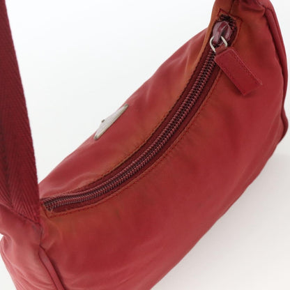 Prada PRADA Hand Bag Nylon Red Silver Authentic LNZ991