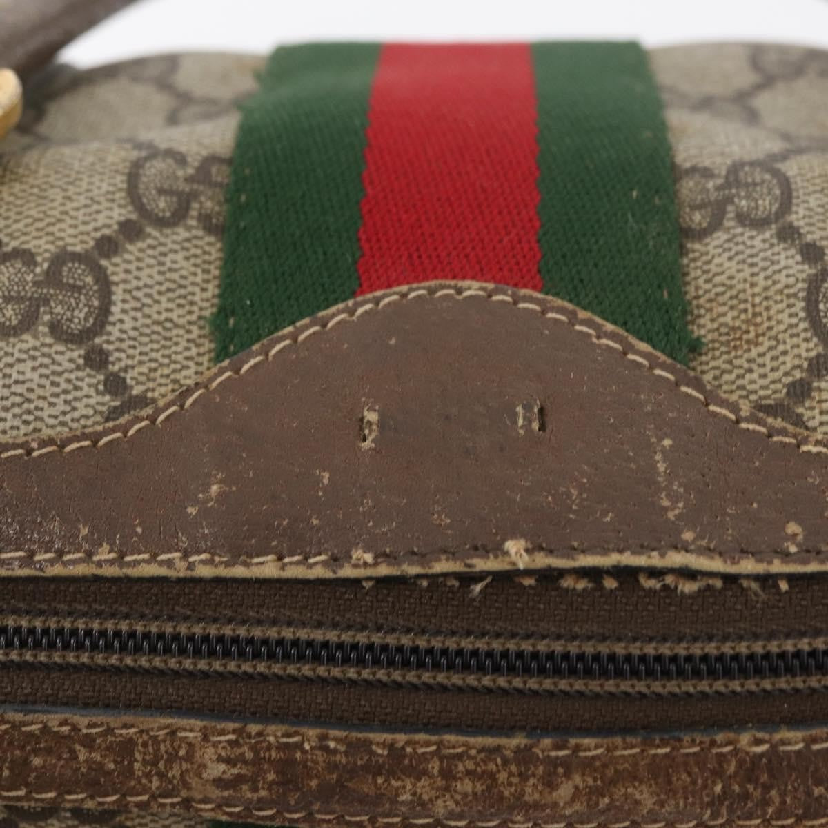 Gucci GUCCI GG Supreme Web Sherry Line Boston Bag PVC Beige Gold 40 02 006 Authentic BAZ556