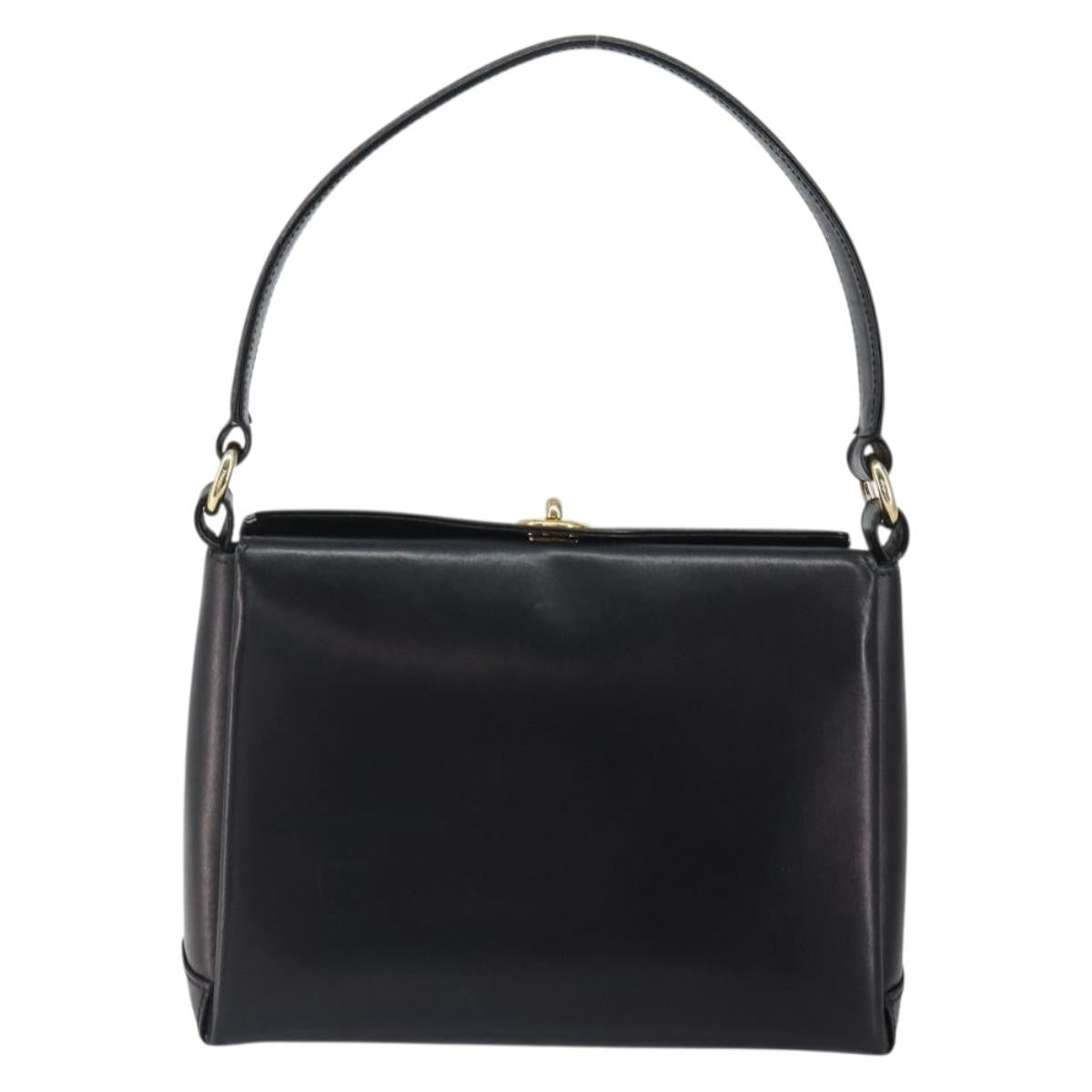 Gucci GUCCI Shoulder Bag Leather Black Gold Authentic mr1988