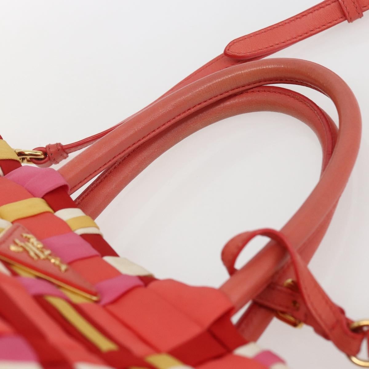 Prada PRADA Hand Bag Nylon 2way Red Gold Authentic 164691