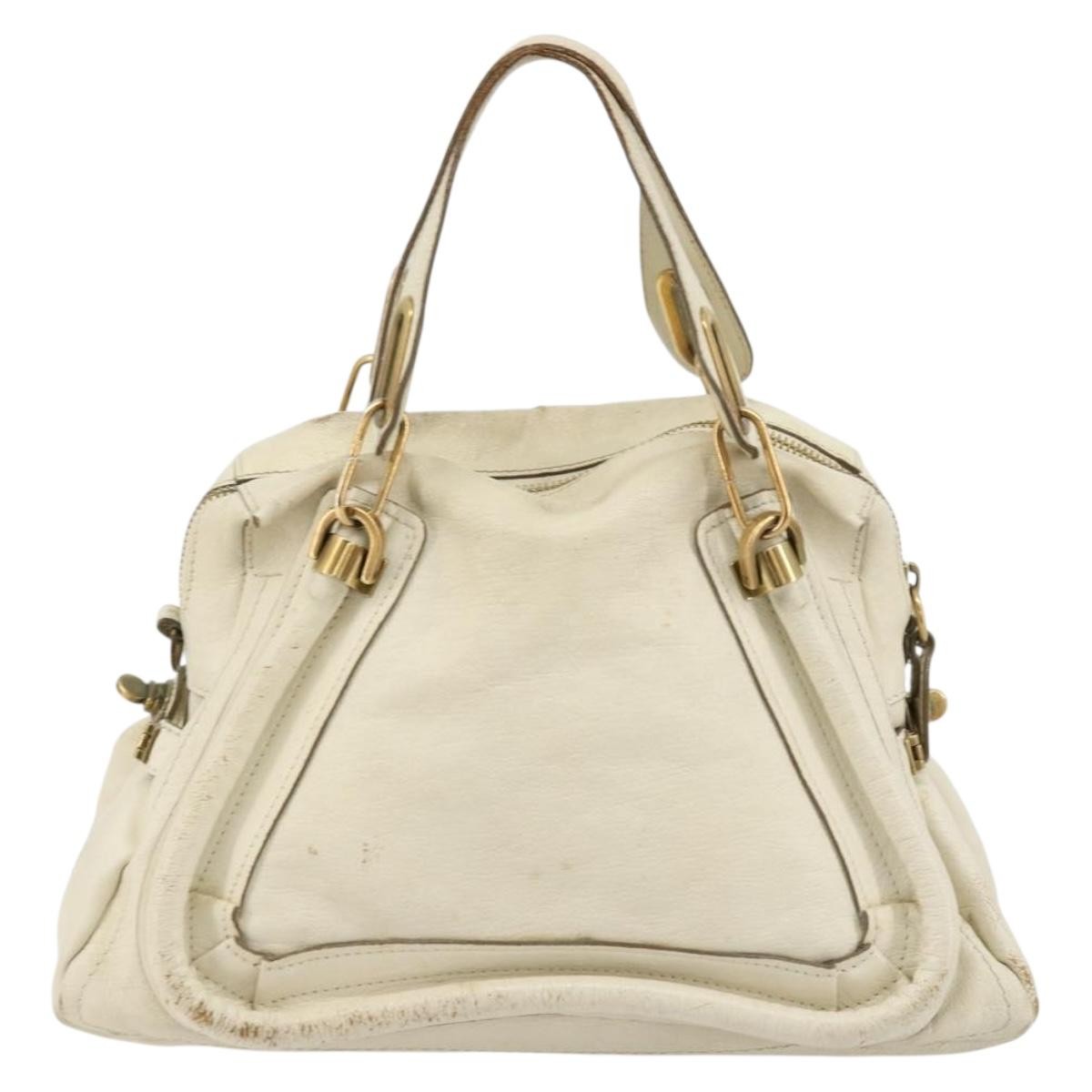 Chloé Chloé Chloe Paraty Hand Bag Leather White Gold Authentic 177544