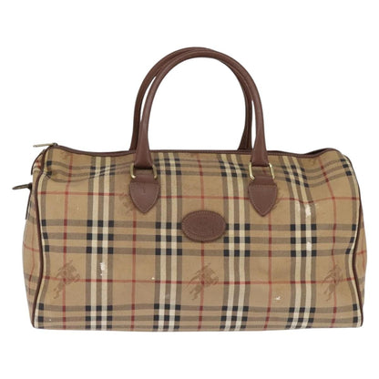 Burberrys Burberrys Nova Check Boston Bag PVC Beige Gold Authentic gh919
