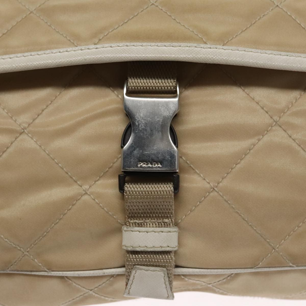 Prada PRADA Shoulder Bag Nylon Beige Silver Authentic 103773