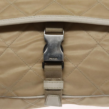 Prada PRADA Shoulder Bag Nylon Beige Silver Authentic 103773