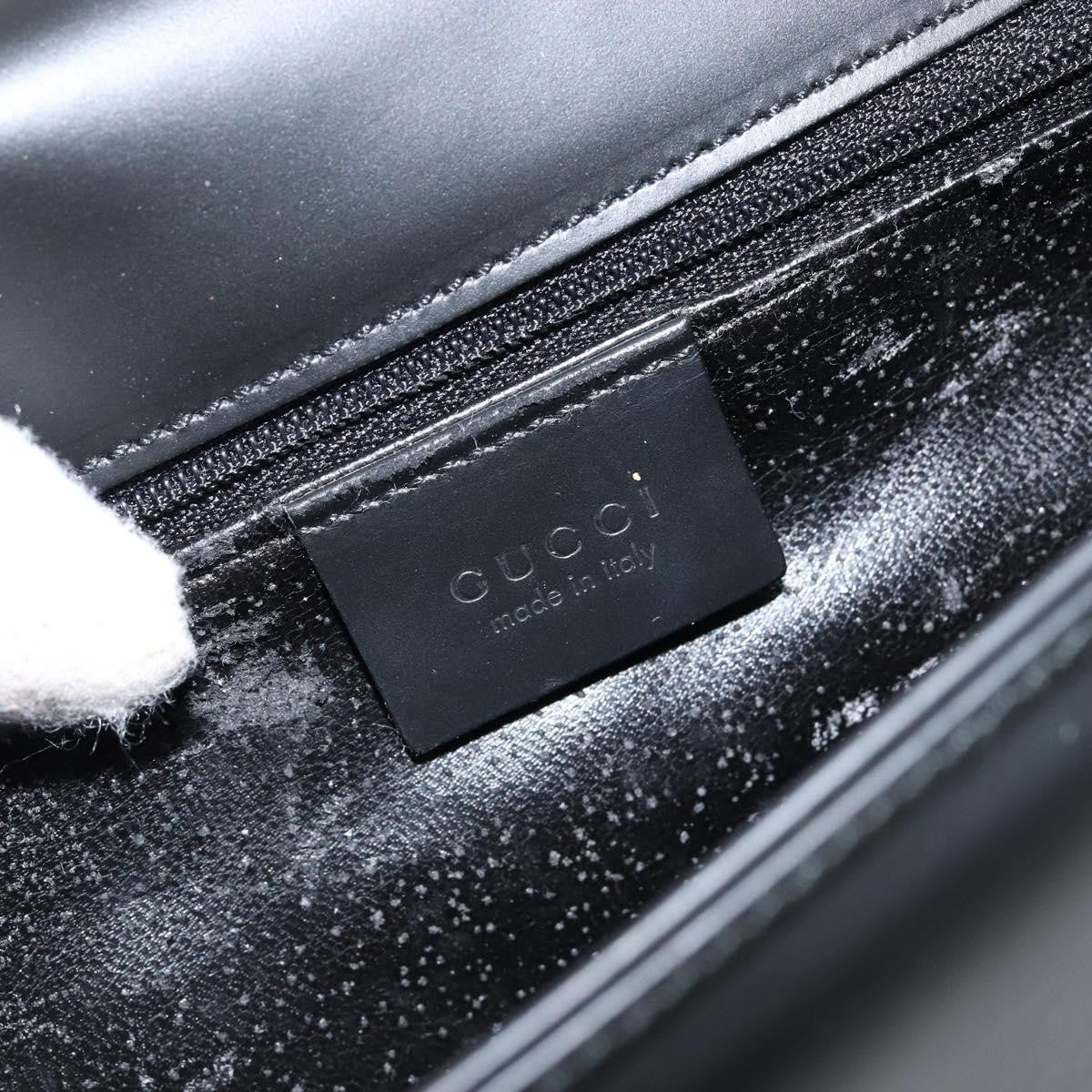 Gucci GUCCI Shoulder Bag Leather Black Silver 001 3064 Authentic 146004
