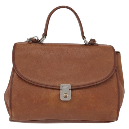 Burberrys Burberrys Nova Check Hand Bag Leather 2way Brown Gold Authentic bs33202