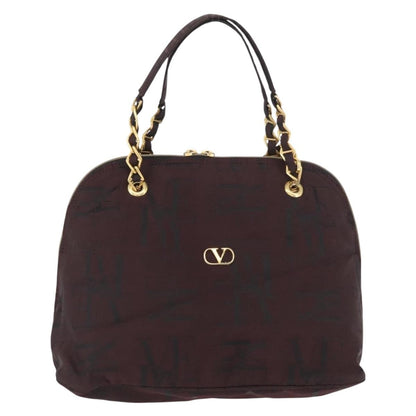 Valentino VALENTINO Chain Hand Bag Nylon 2way Bordeaux Gold Authentic bs34111
