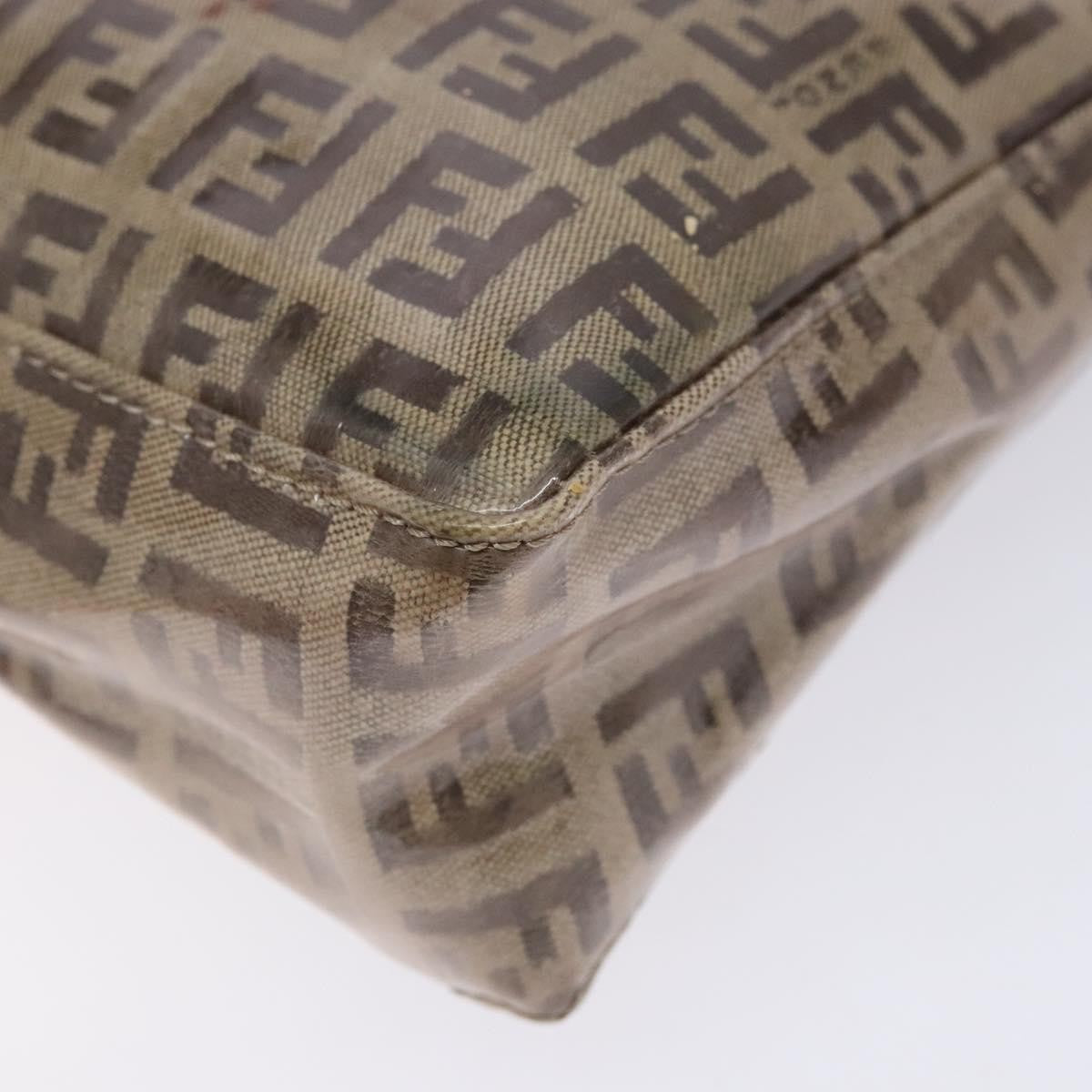Fendi FENDI Zucchino Canvas Shoulder Bag Coated Canvas Beige Gold Authentic 136436