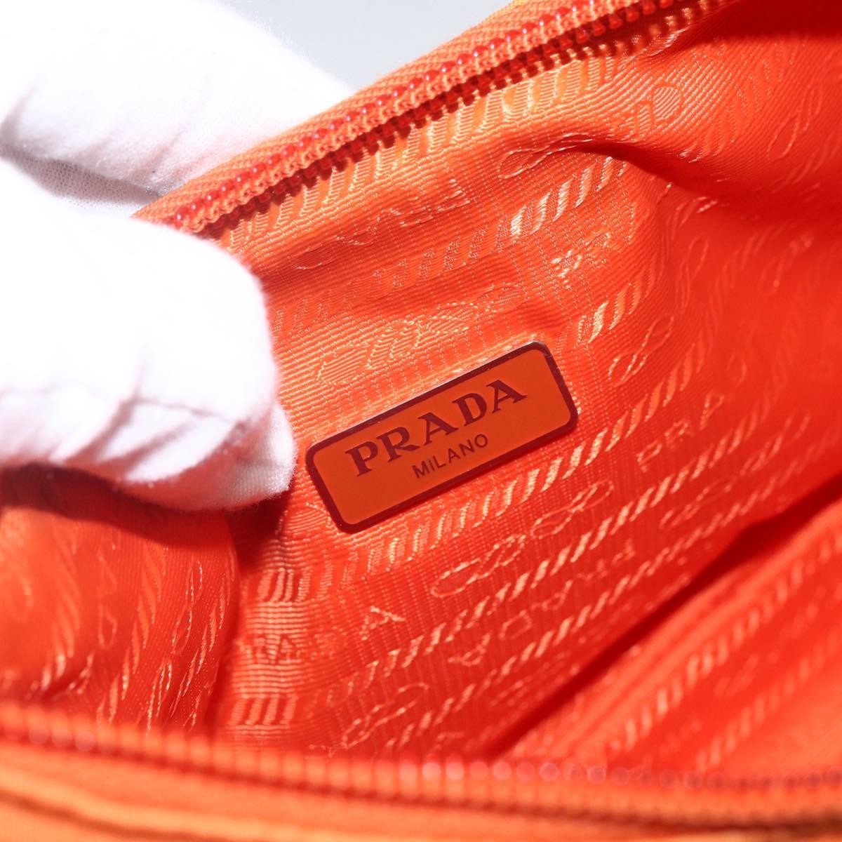 Prada PRADA Accessory Pouch Nylon Orange Silver Authentic 158663V Bag