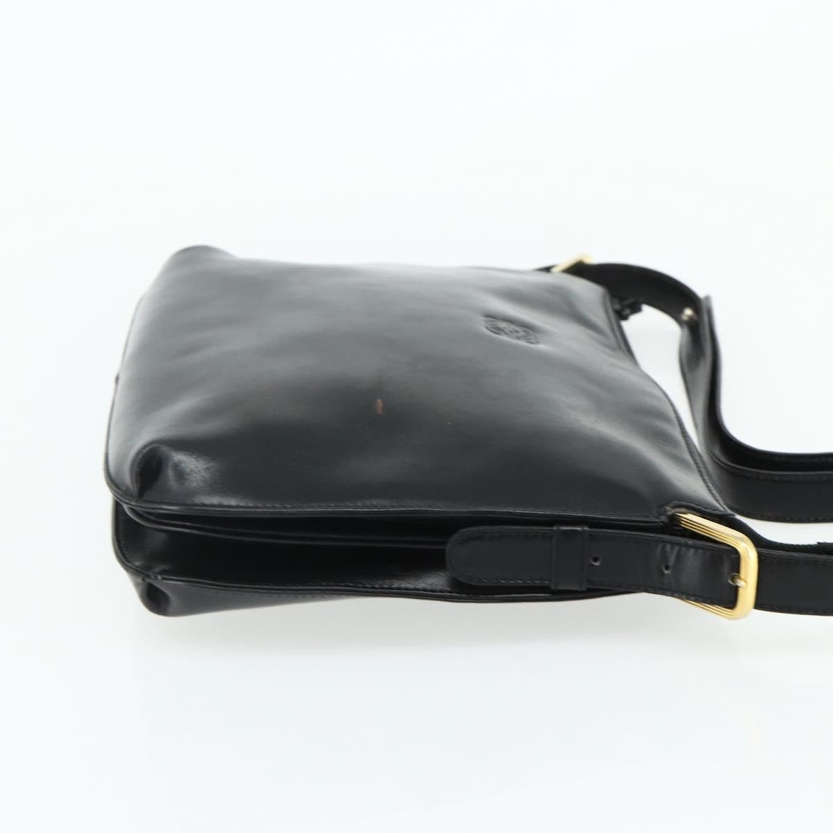 Loewe LOEWE Anagram Shoulder Bag Leather Black Gold Authentic 177548