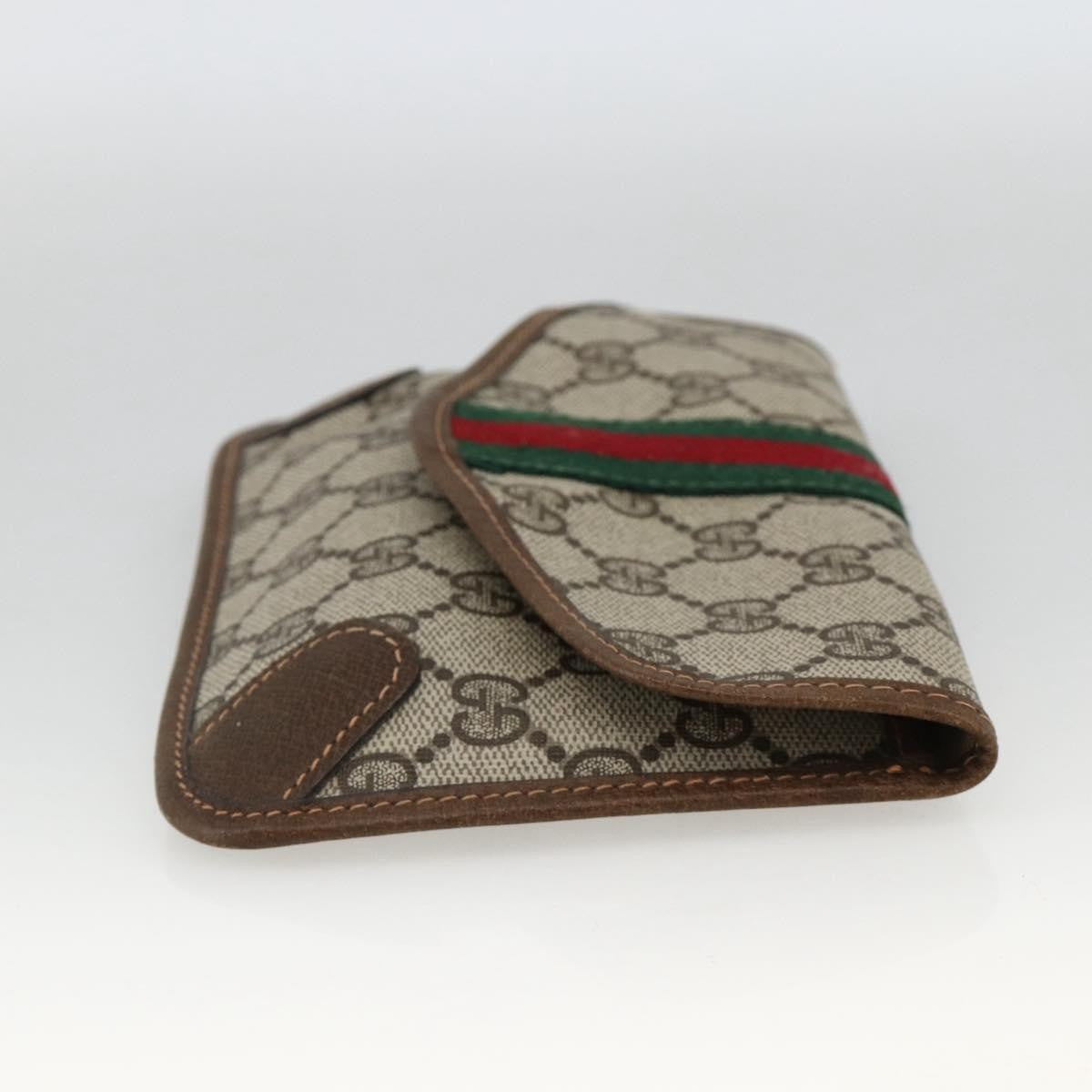 Gucci GUCCI GG Supreme Web Sherry Line Clutch Bag PVC Beige Authentic 174212