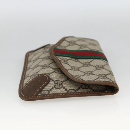 Gucci GUCCI GG Supreme Web Sherry Line Clutch Bag PVC Beige Authentic 174212