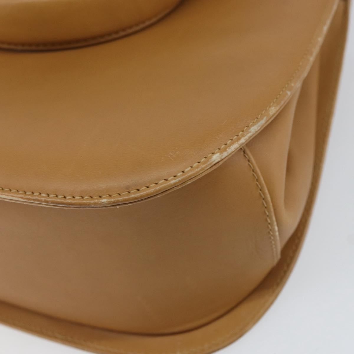 Salvatore Ferragamo Salvatore Ferragamo Gancini Hand Bag Leather Beige Gold Authentic 154675