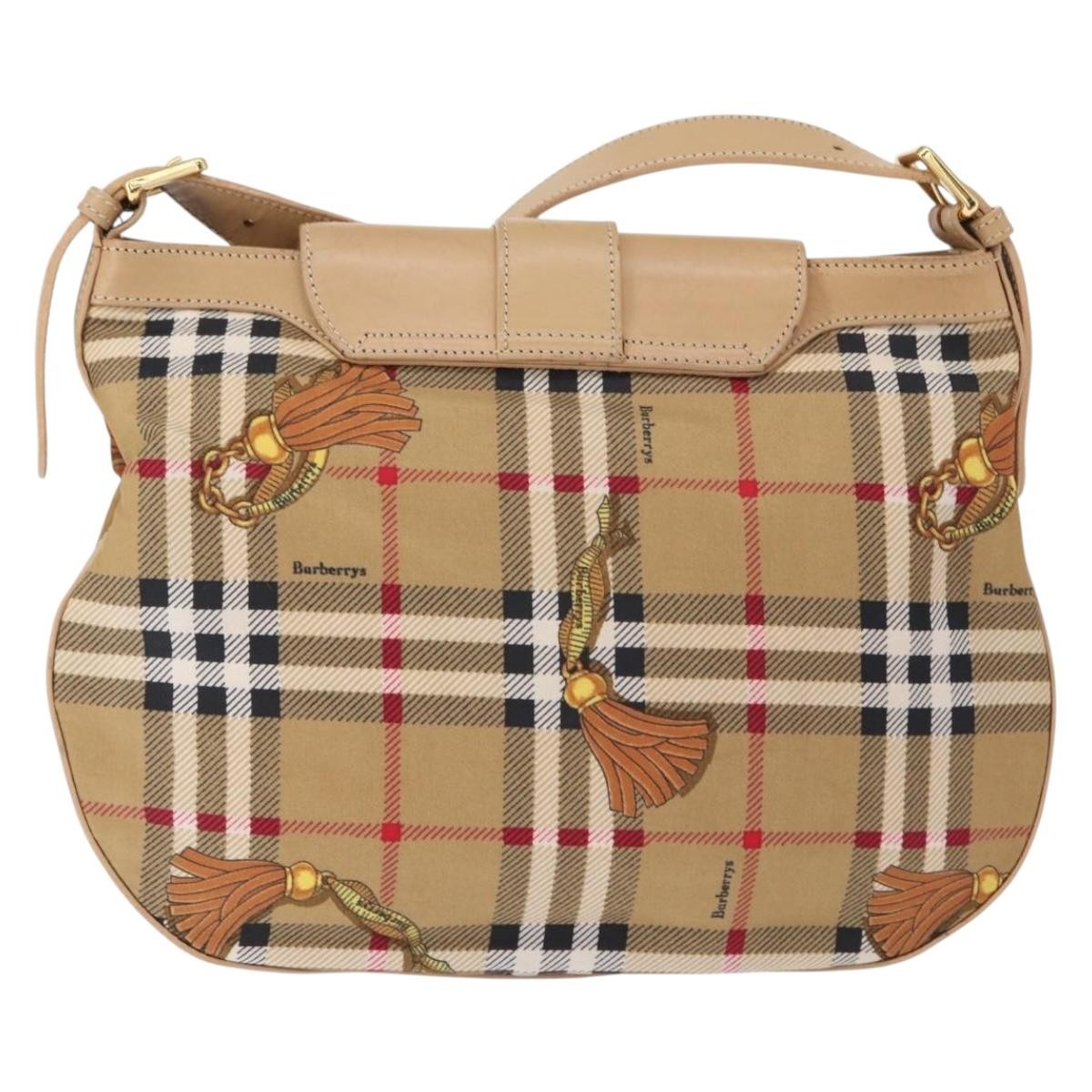 Burberrys Burberrys Nova Check Shoulder Bag Nylon Beige Gold Authentic 153830