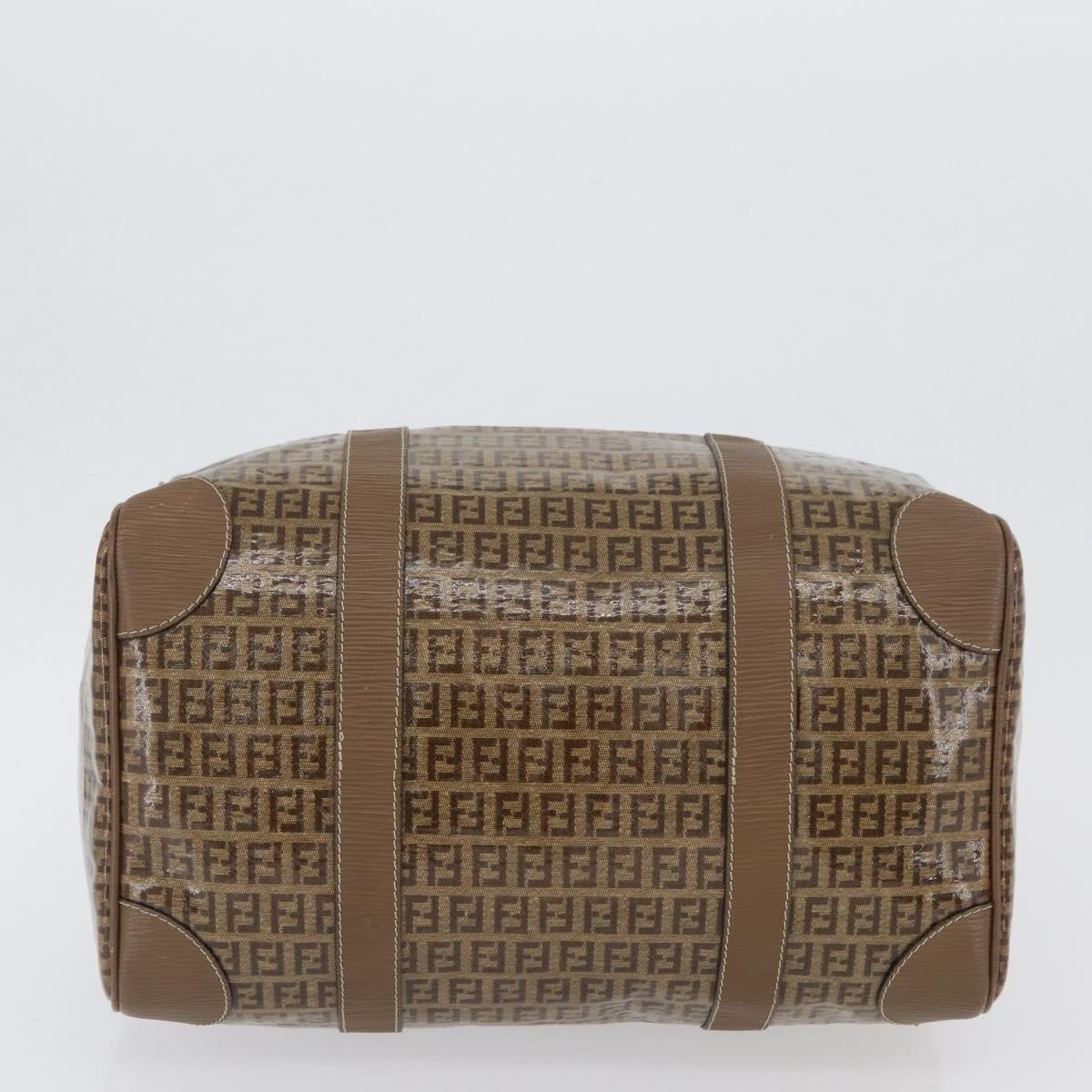 Fendi FENDI Zucchino Canvas Hand Bag PVC 2 Set Brown Authentic ti3754