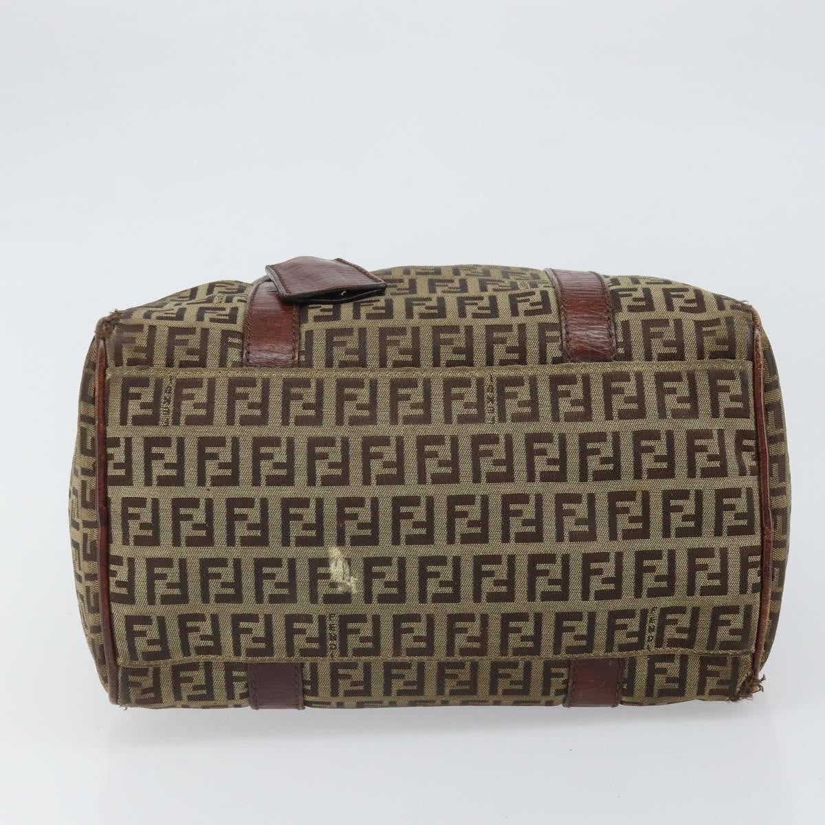 Fendi FENDI Zucchino Canvas Hand Bag Beige Gold Authentic ka2154