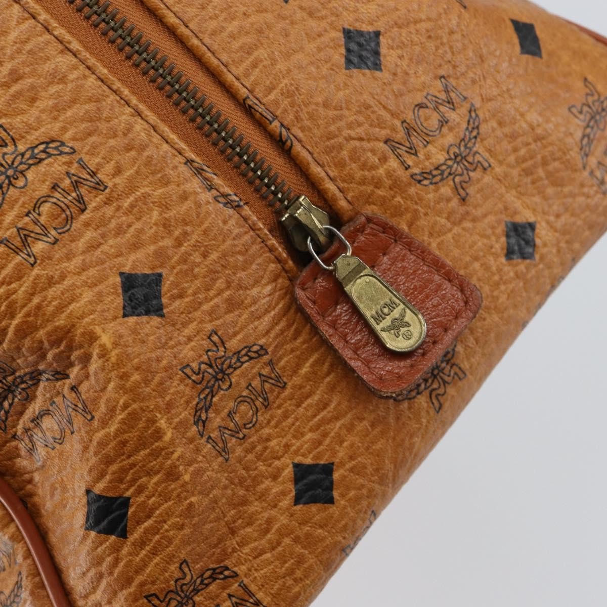 MCM MCM Logogram Vicetos Boston Bag PVC Leather Brown Gold Authentic gh1074