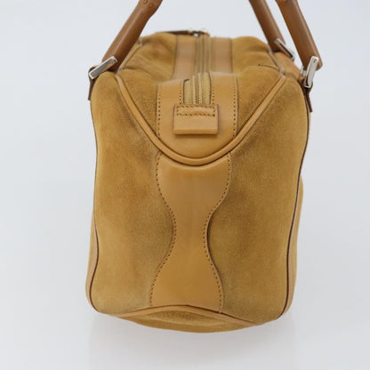 Gucci GUCCI Bamboo Hand Bag Suede Brown Silver Authentic ep11709