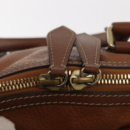 Burberry BURBERRY Hand Bag Leather Brown Gold Authentic ep11577