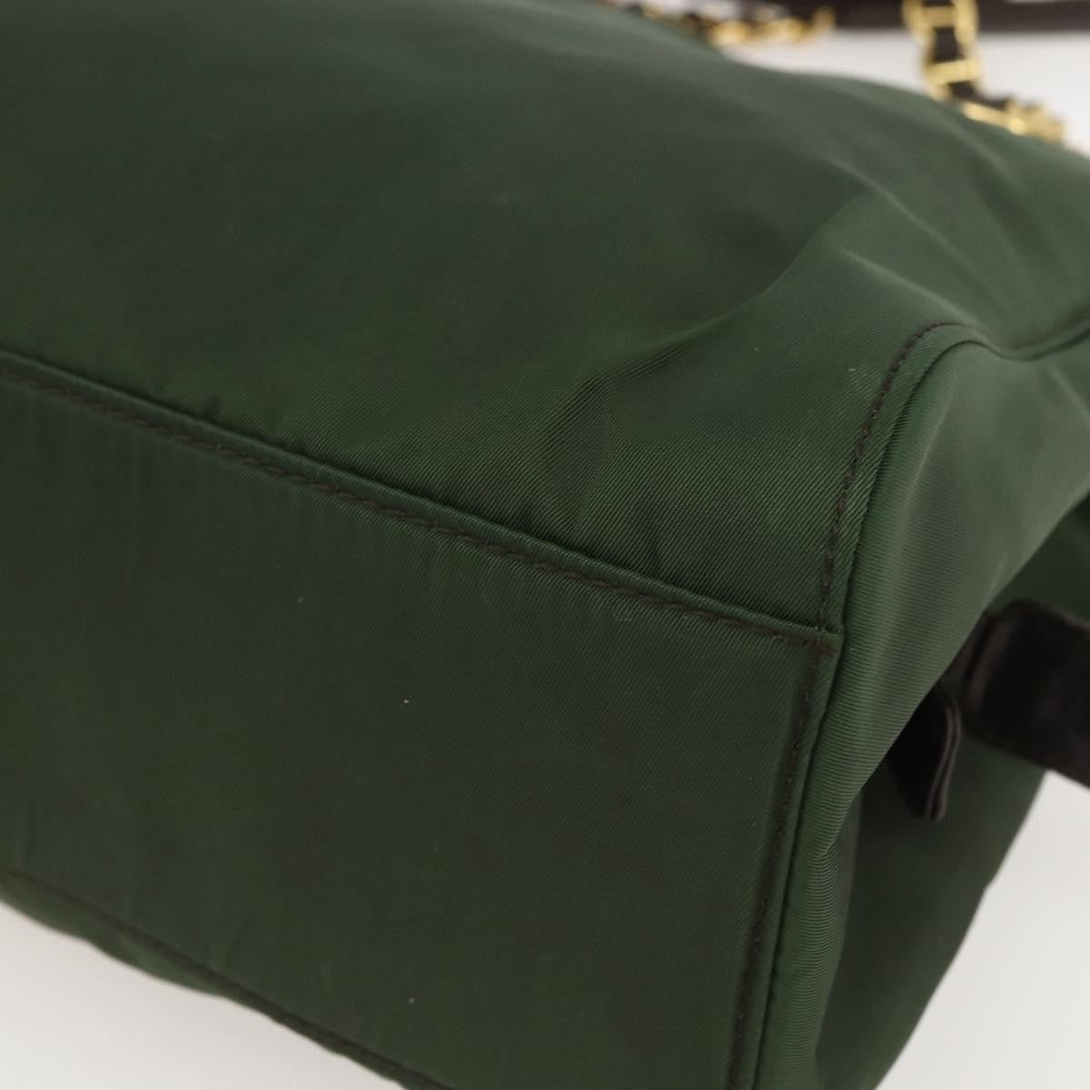 Prada PRADA Chain Shoulder Bag Nylon Green Gold Authentic 159258
