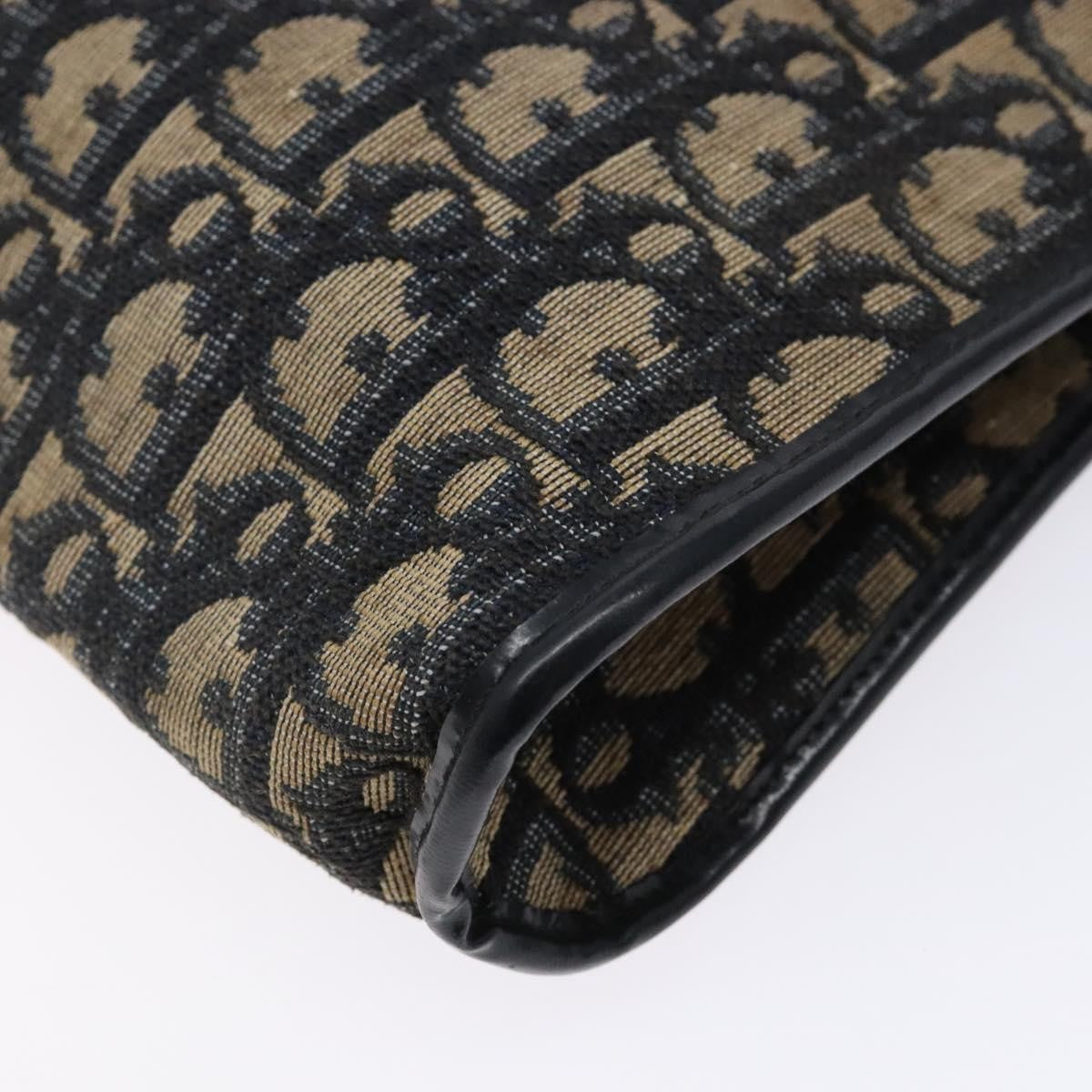 Dior Christian Dior Trotter Canvas Shoulder Bag Navy Gold Authentic 141525