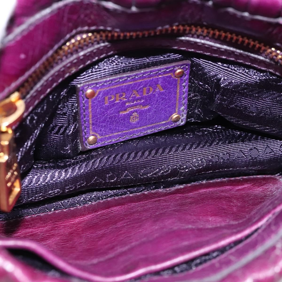 Prada PRADA Shoulder Bag Leather Purple Gold Authentic BD1517