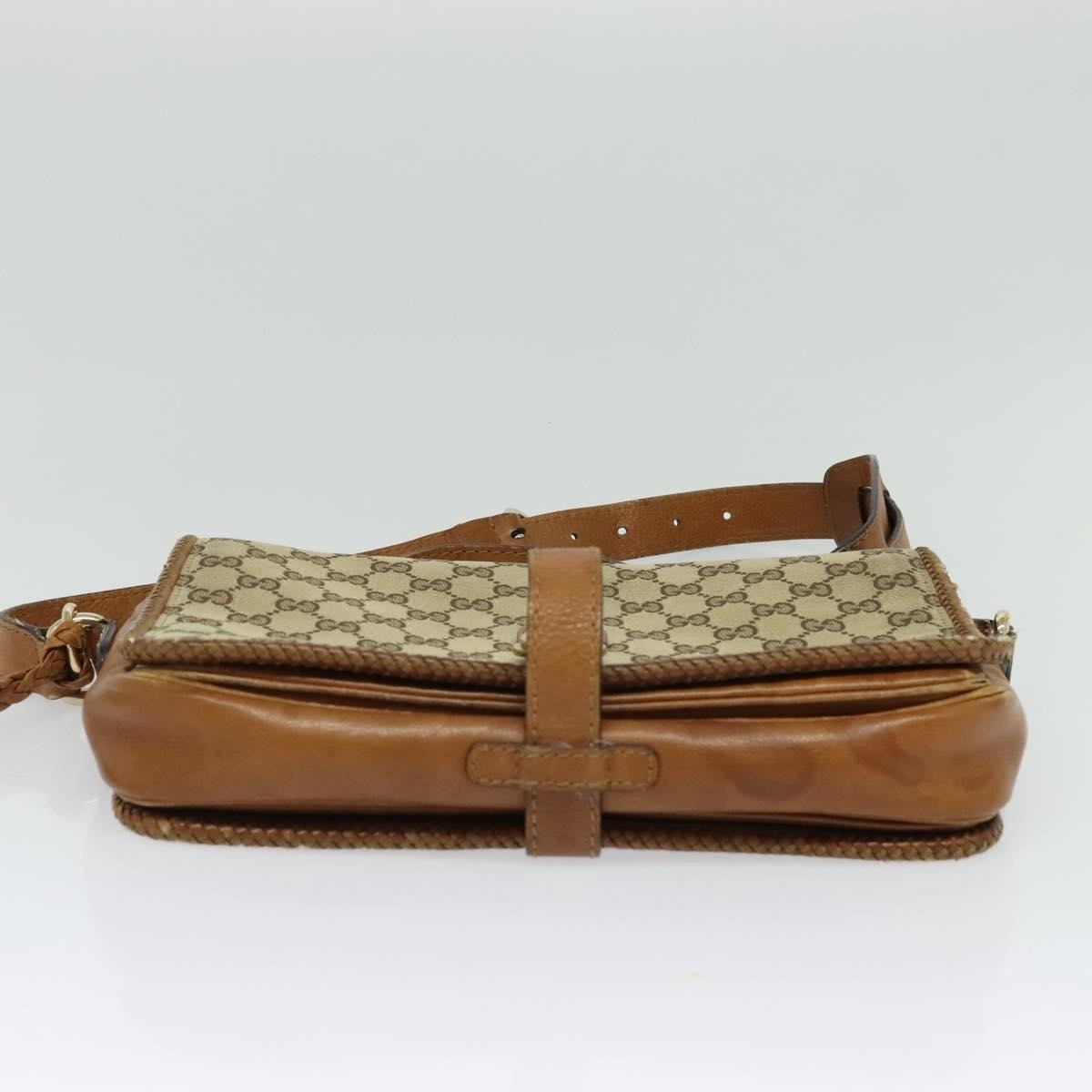 Gucci GUCCI GG Canvas Shoulder Bag Beige Gold 257024 Authentic BA2928