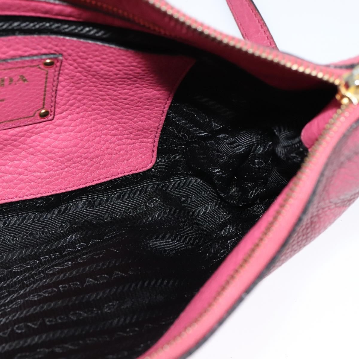 Prada PRADA Shoulder Bag Leather Pink Gold Authentic BD1620