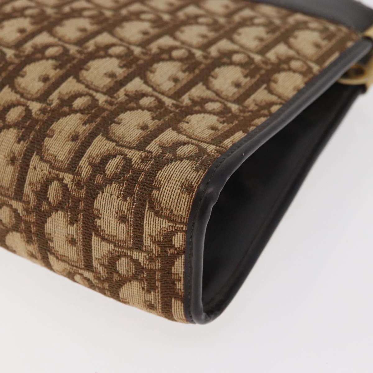 Dior Christian Dior Trotter Canvas Shoulder Bag Brown Gold Authentic 178153